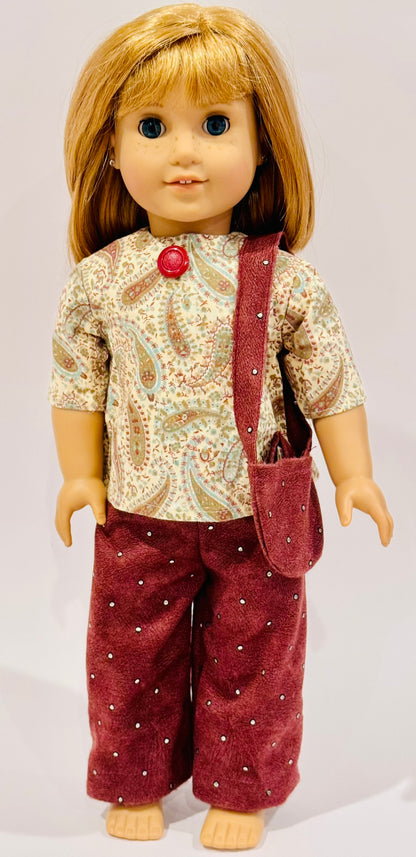 Corduroy brown rhinestone set made by Kathleen Saviak