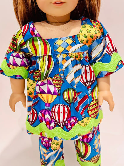 2-piece outfit made by Kathleen Saviak: hot air balloon top and slacks