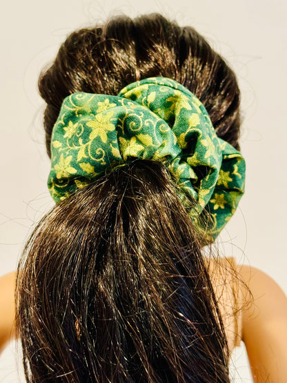 Giant Scrunchie - Holiday Green & Metallic Gold