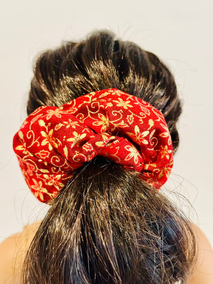 Giant Scrunchie - Holiday Red & Metallic Gold
