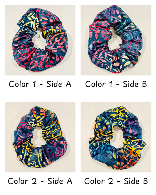 Giant Scrunchie - Navy Rainbow Batik