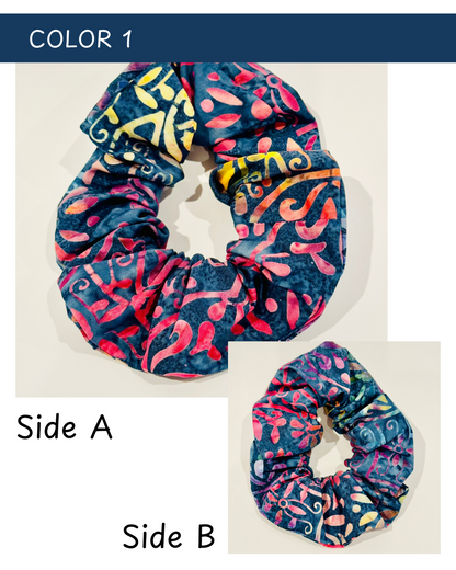 Giant Scrunchie - Navy Rainbow Batik
