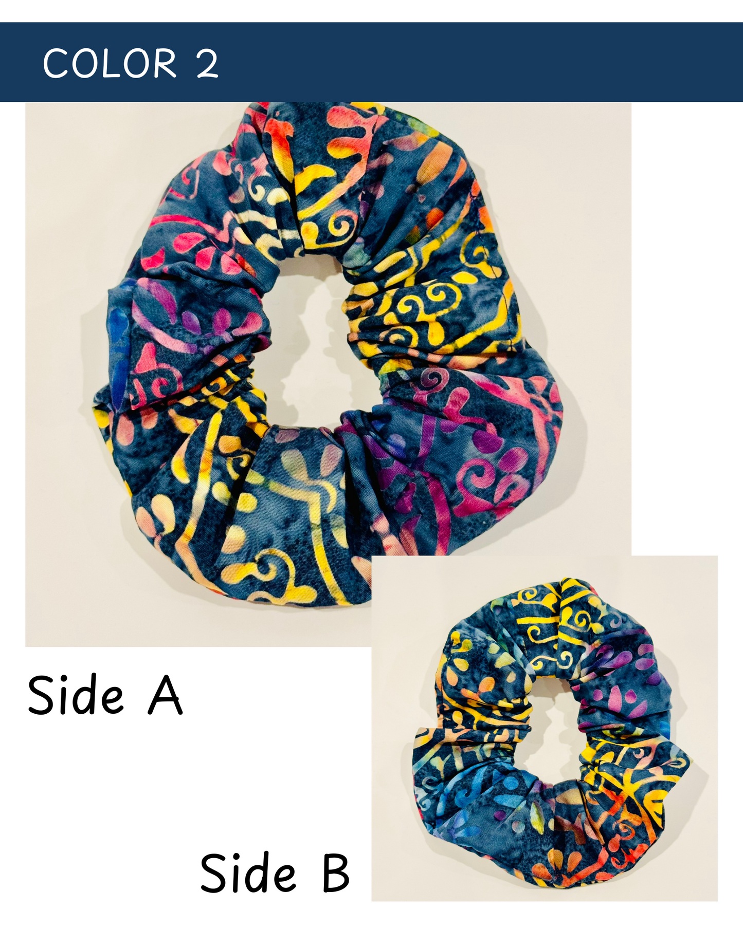 Giant Scrunchie - Navy Rainbow Batik