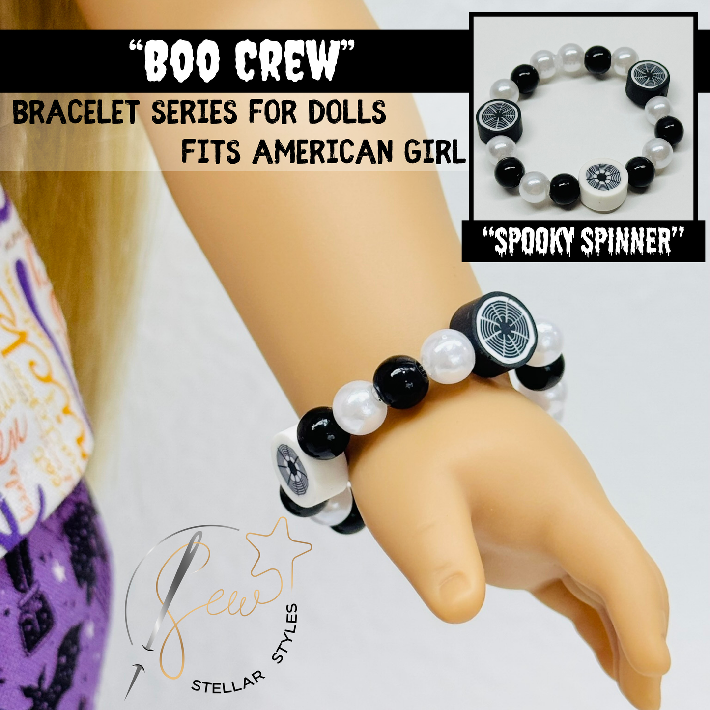 🕸️ SPOOKY SPINNER Boo Crew Bracelet 🖤🧡 Halloween '25 Bracelet Series for Dolls