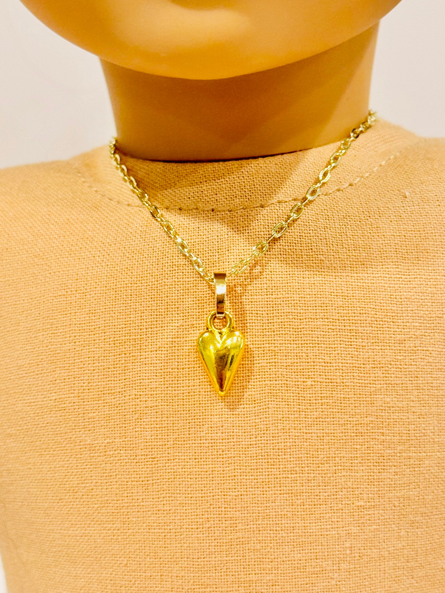 Doll Charm Necklace - Gold Tiny Heart