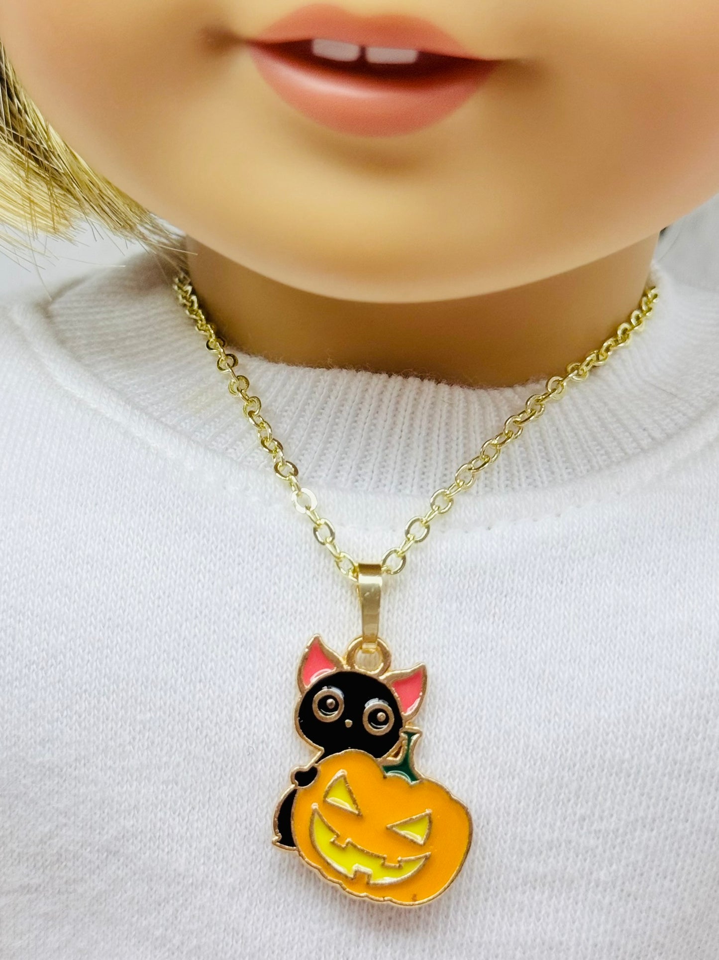 🐱🎃 Cat-o-lantern Halloween Necklace for Dolls