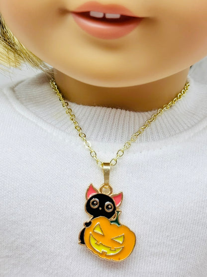 🐱🎃 Cat-o-lantern Halloween Necklace for Dolls