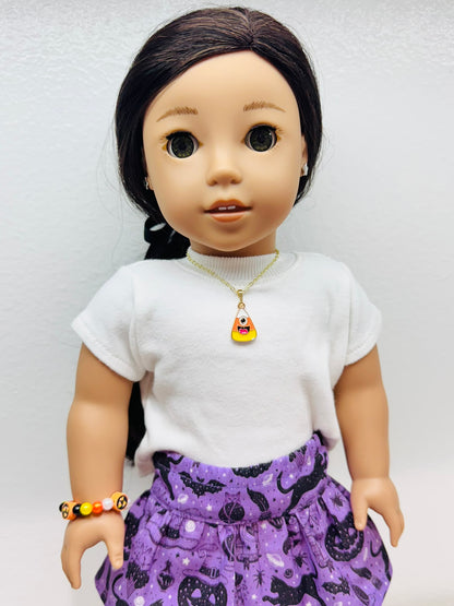 🍬 Crazed Candy Corn Halloween Necklace for Dolls