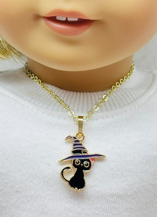 🐈‍⬛ Witchy Kitty Halloween Necklace for Dolls