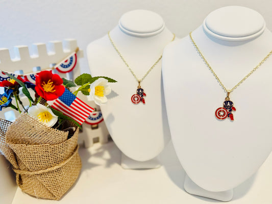 LIMITED EDITION Charm Necklace Set - Fourth of July Series 1 for Girls/BFFs: S.H.I.E.L.D. Chick