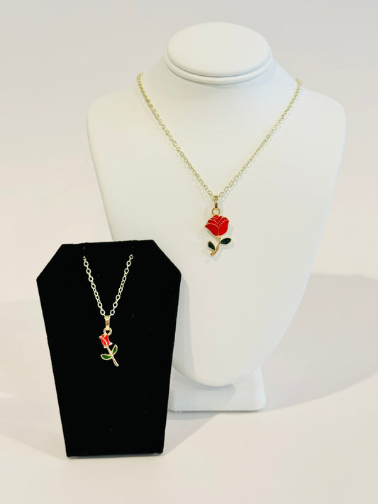 Golden Rose Charm Necklaces - Matching Set (Made to Order)