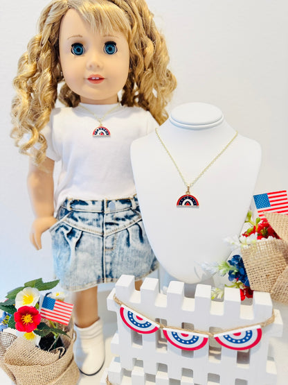 LIMITED EDITION Charm Necklace Set - Fourth of July Series 2 for Girls & Dolls: All-American Rainbow