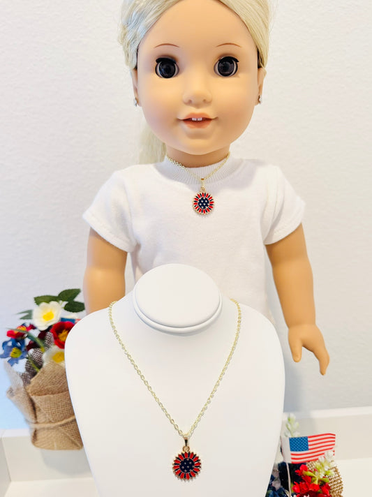LIMITED EDITION Charm Necklace Set - Fourth of July Series 2 for Girls & Dolls: Floral & Free