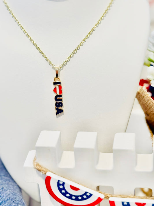 LIMITED EDITION Charm Necklace Set - Fourth of July Series 2 for Girls & Dolls: I <3 USA