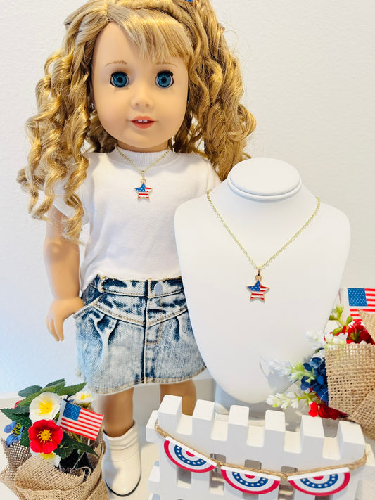 LIMITED EDITION Charm Necklace Set - Fourth of July Series 2 for Girls & Dolls: Star-Spangled Version 2
