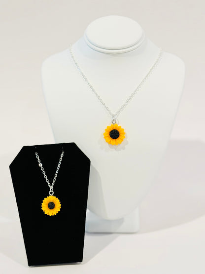 Resin Sunflower Charm Necklace