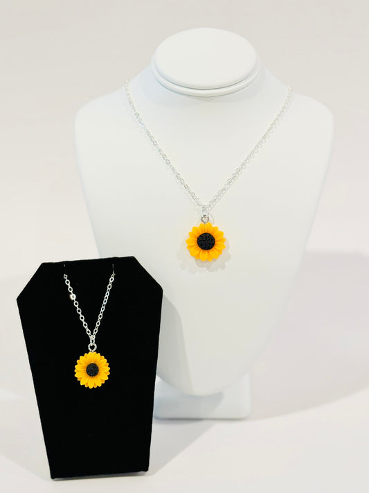 Resin Sunflower Charm Necklace