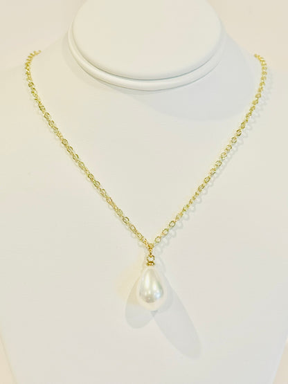 Single White Pearl Charm Necklace
