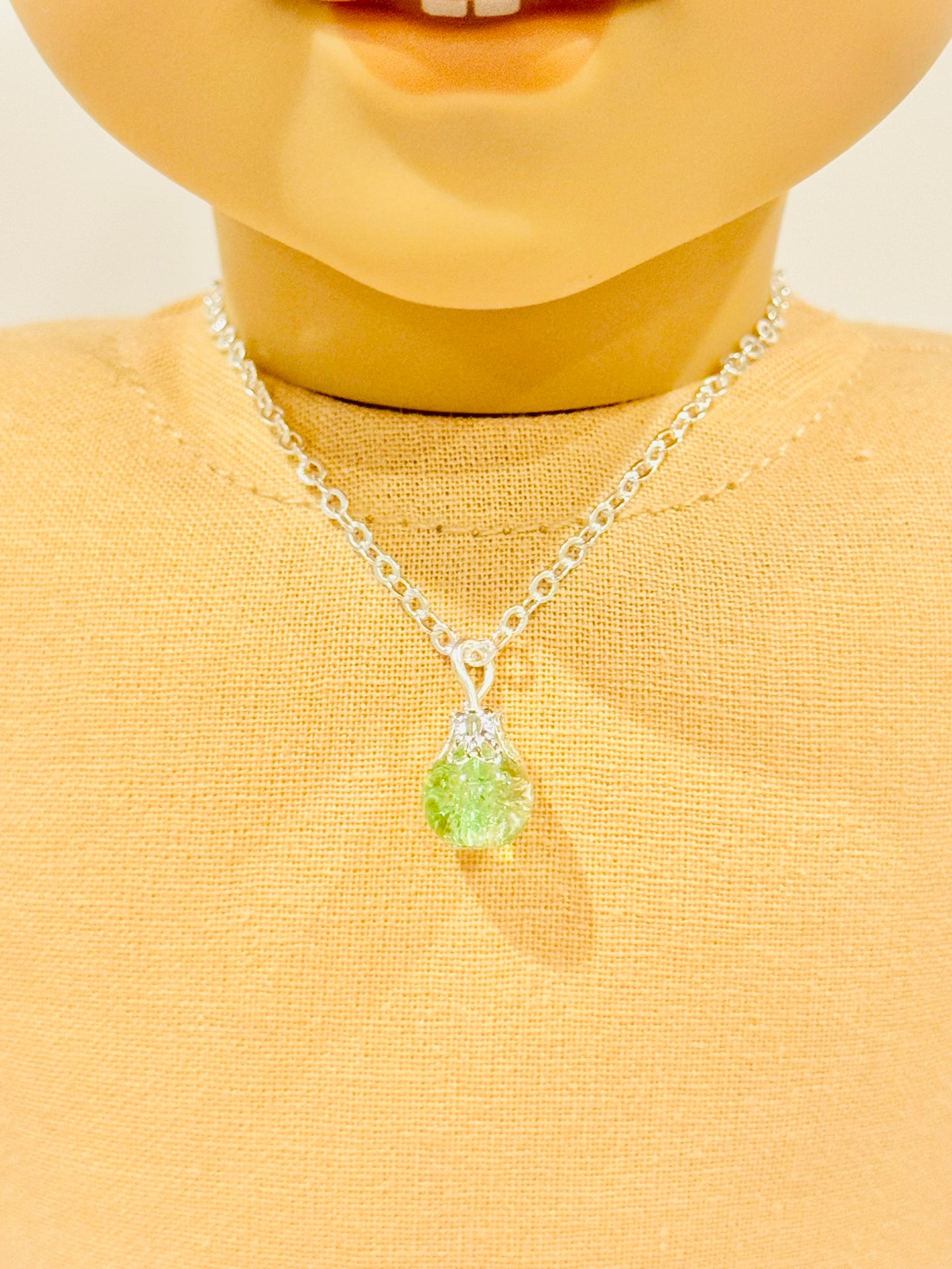 Crackled Glass Charm Necklace