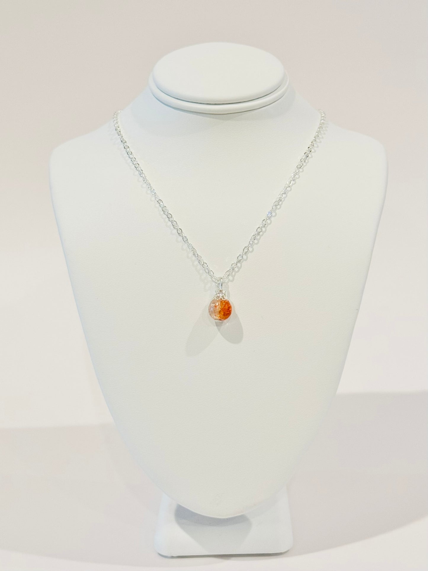 Crackled Glass Charm Necklace