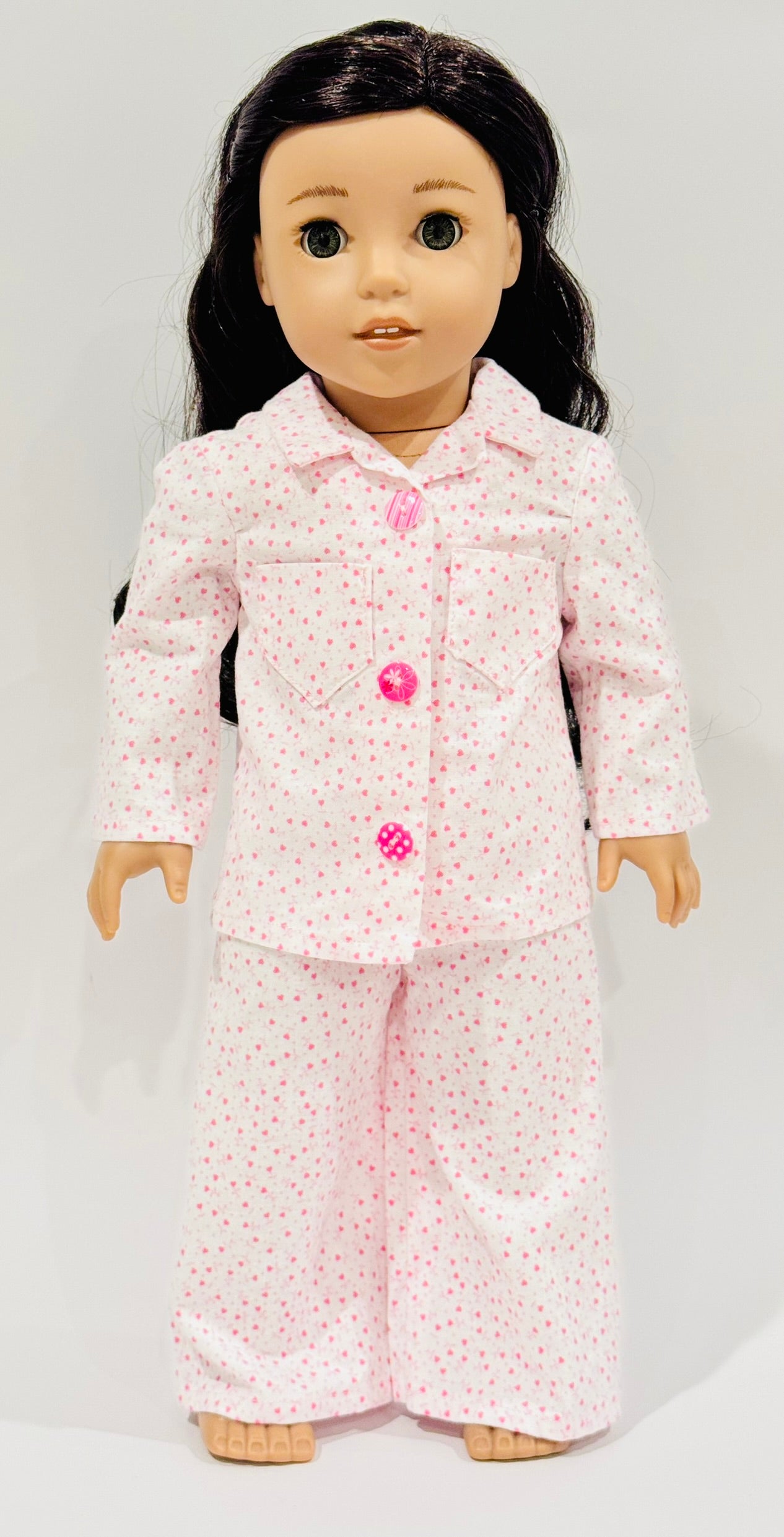 Pajamas made by Kathleen Saviak: pink hearts