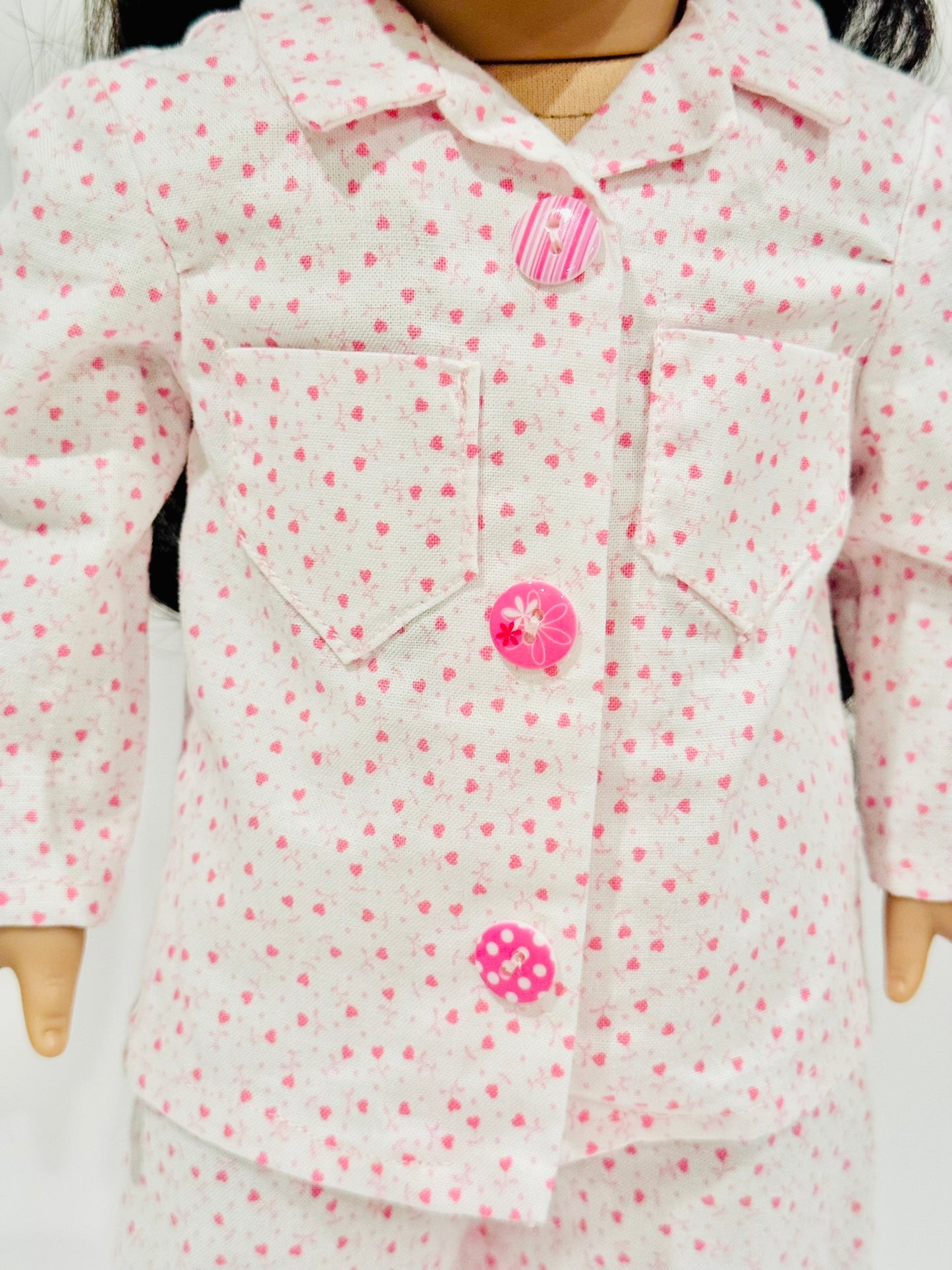 Pajamas made by Kathleen Saviak: pink hearts