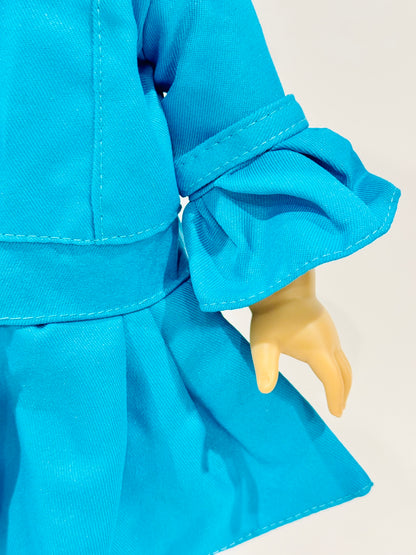 2-piece outfit made by Kathleen Saviak: blue coat and hat
