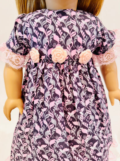 Dress made by Kathleen Saviak: pink and gray foliage
