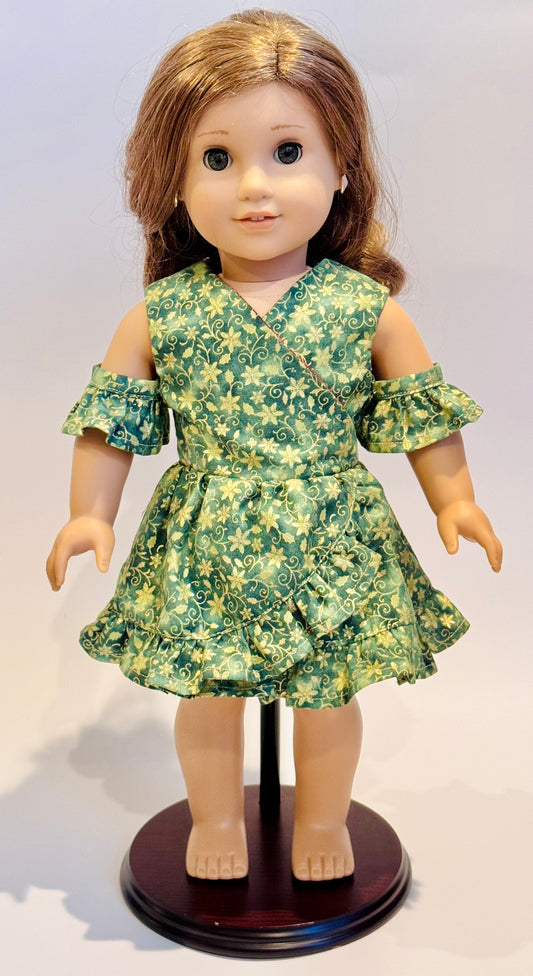 The Chrysomeda Dress - Holiday Green and Metallic Gold