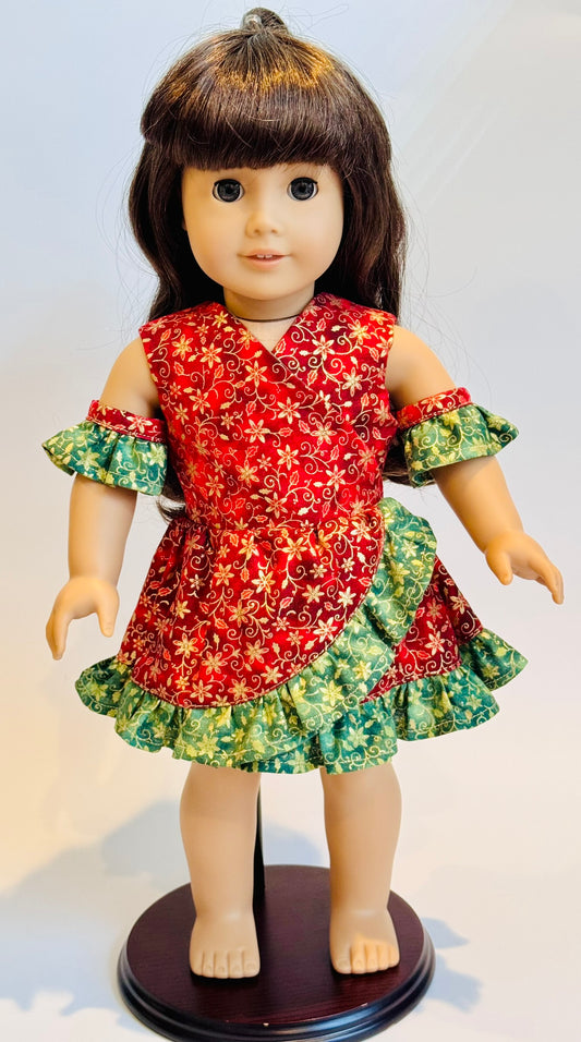 The Chrysomeda Dress - Holiday Red, Green, and Metallic Gold
