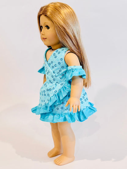 The Chrysomeda Dress - Aqua Floral Shimmer