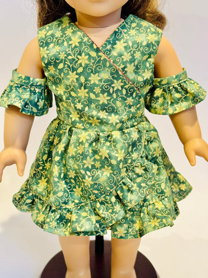 The Chrysomeda Dress - Holiday Green and Metallic Gold