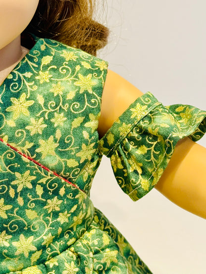 The Chrysomeda Dress - Holiday Green and Metallic Gold