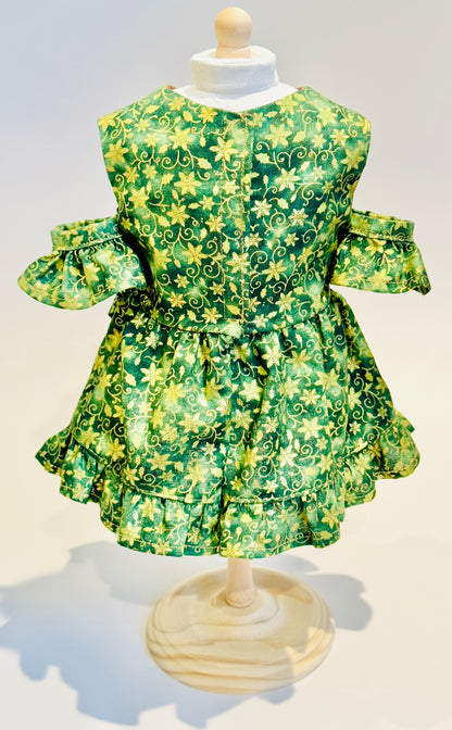 The Chrysomeda Dress - Holiday Green and Metallic Gold