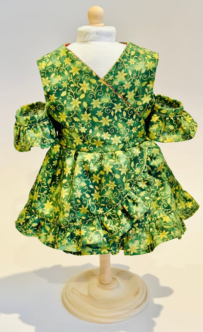 The Chrysomeda Dress - Holiday Green and Metallic Gold