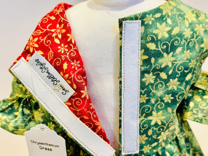 The Chrysomeda Dress - Holiday Green and Metallic Gold