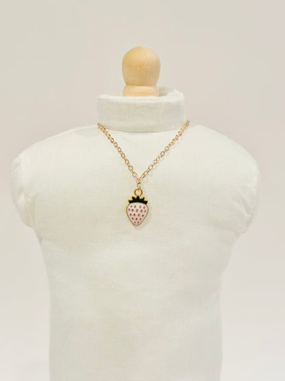 Rose Gold Strawberry Charm Necklace