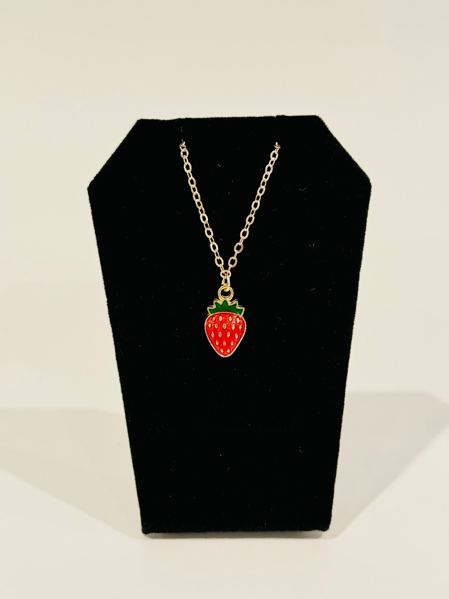 Rose Gold Strawberry Charm Necklace