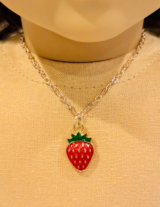 Rose Gold Strawberry Charm Necklace
