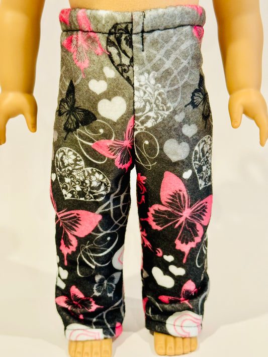 Pants made by Kathleen Saviak: Pink Hearts & Butterflies Wool