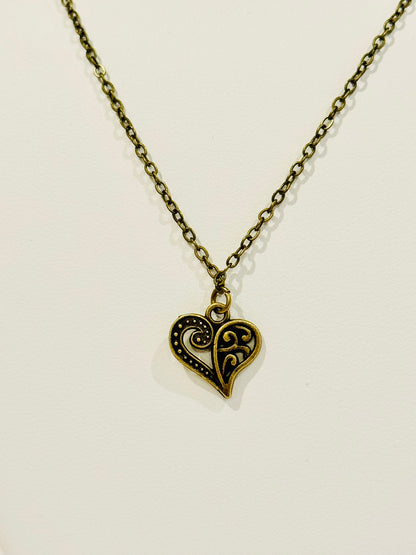 Bronze Swirl Heart Youth Charm Necklace