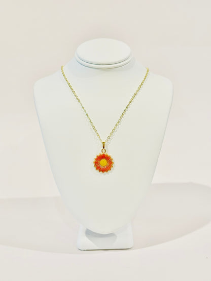 Enamel Sunflower Youth Charm Necklace