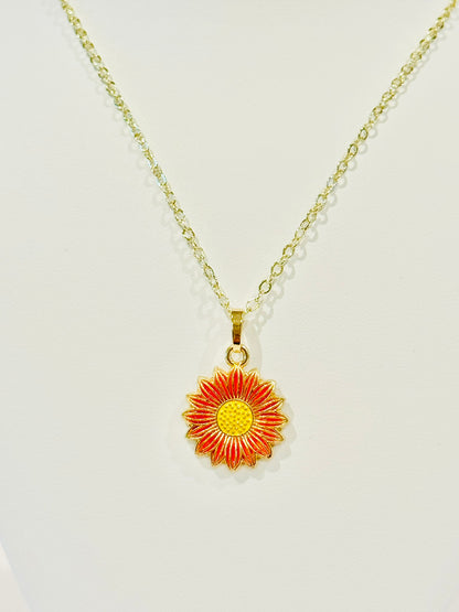Enamel Sunflower Youth Charm Necklace