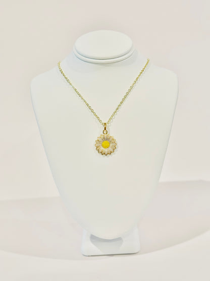 Enamel Sunflower Youth Charm Necklace