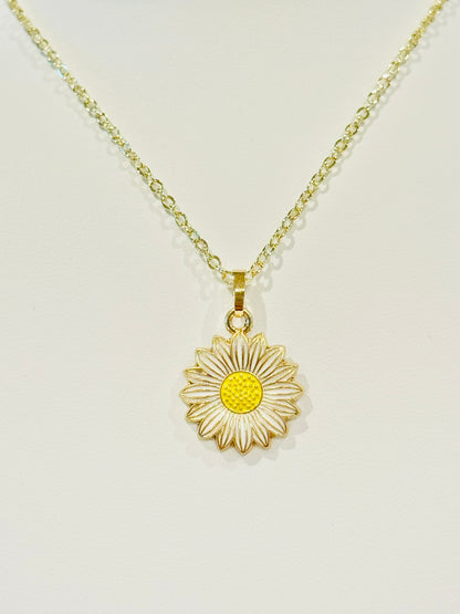 Enamel Sunflower Youth Charm Necklace