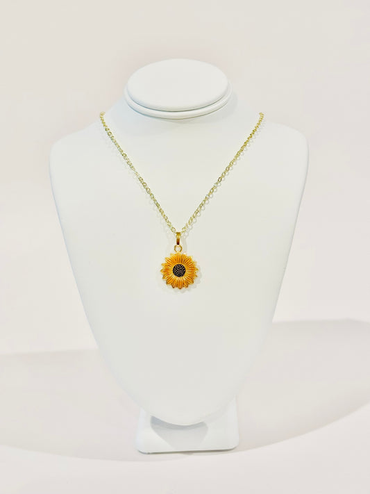 Enamel Sunflower Youth Charm Necklace