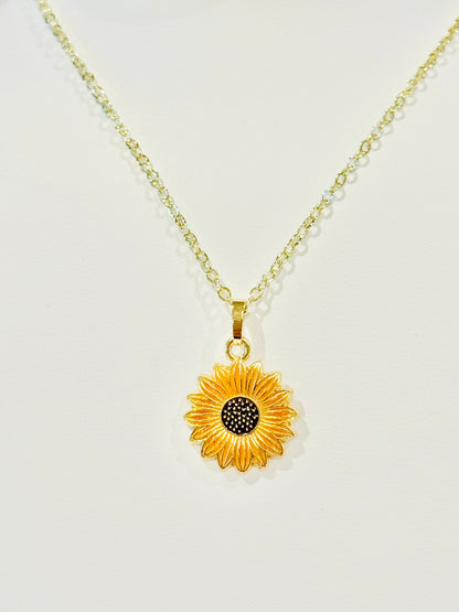 Enamel Sunflower Youth Charm Necklace