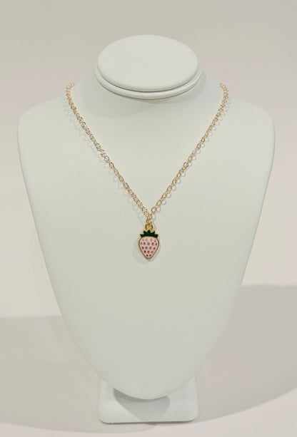 Rose Gold Strawberry Charm Necklace