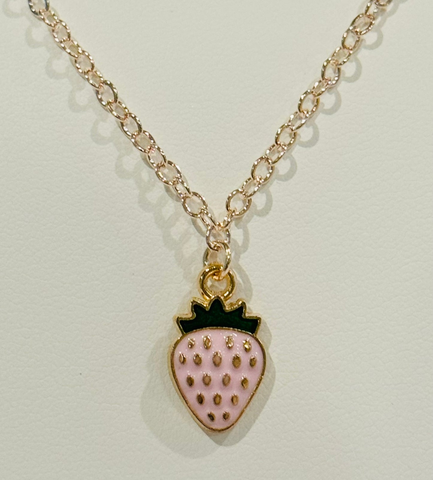 Rose Gold Strawberry Charm Necklace