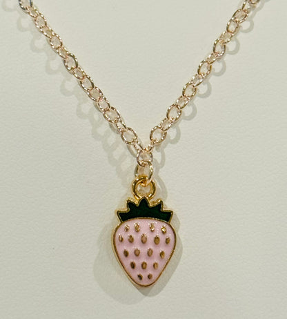 Rose Gold Strawberry Charm Necklace